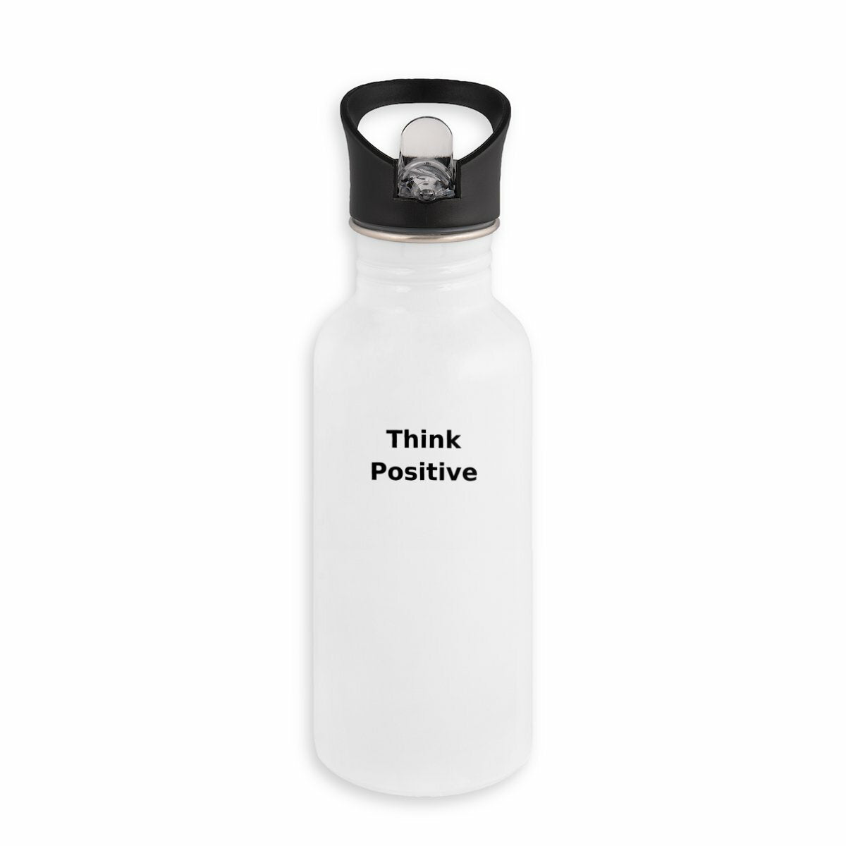Think Postive Stainless Steel Water Bottle  - front_white